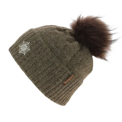 Bonnet Pompon Fourrure Betty Laine Taupe - Kristo