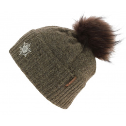 Bonnet Pompon Fourrure Betty Laine Marron - Kristo