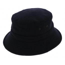 Navy Blue Wool Charter Bucket Hat - Traclet