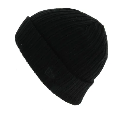 Unisex Ribbed Cuff Acrylic Beanie Black - New Era Reference: 7488 | Chapellerie Traclet