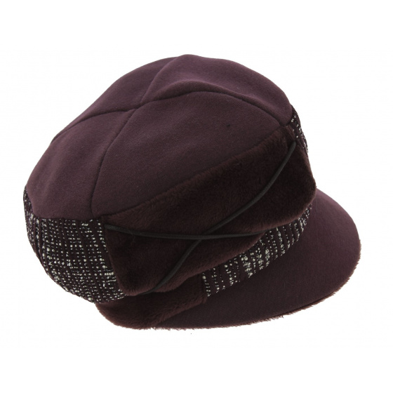 Casquette Gavroche Ebène Doublure Polaire Prune - Mtm Casquette Gavroche Ebène Doublure Polaire Prune - Mtm