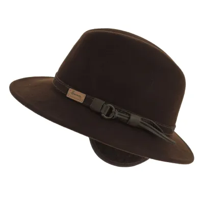McGofer Traveller Hat with Ear Flaps Wool Felt Brown - Herman Reference: 7748 | Traclet Hat Shop