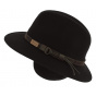 McGofer Traveler Hat with Ear Flaps in Black Wool Felt - Herman