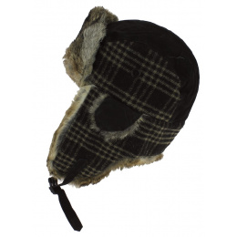 Black Leather & Rabbit Bathurst Ushanka - Traclet