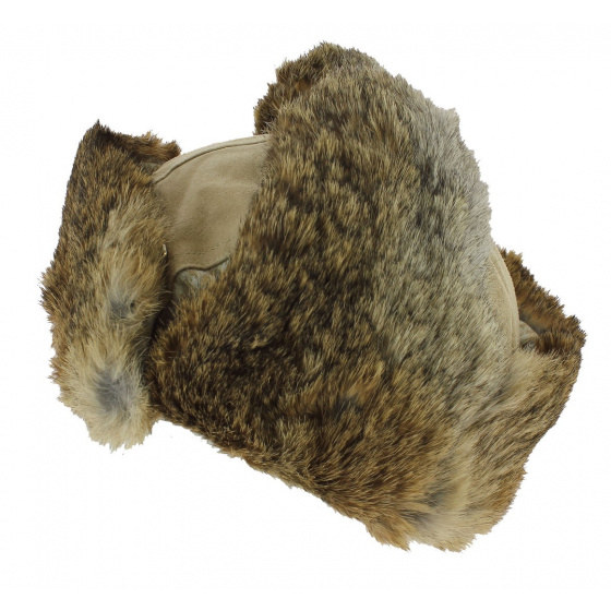 Chapka Bathurst Cuir & Lapin Beige - Traclet