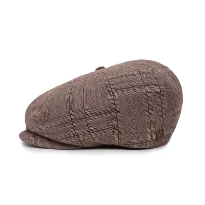 Casquette Brood Plaid Taupe - Brixton Reference : 5726 | Chapellerie Traclet
