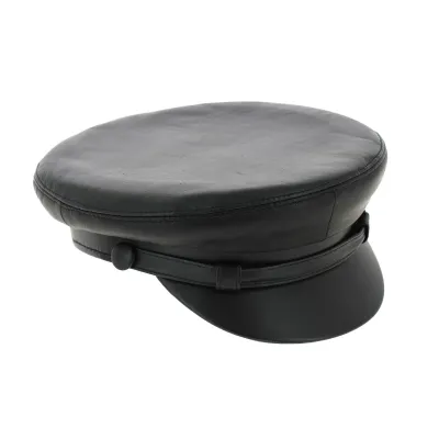 Black Leather Elbsegler Sailor Cap Reference: 7776 | Traclet Hatters