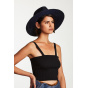 Joanna Straw Wide Brim Hat Blue - Brixton