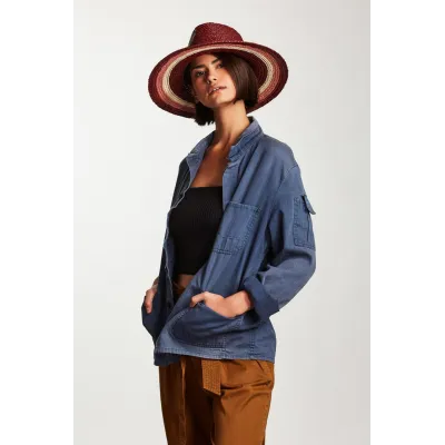 Chapeau Capeline Hampton Raphia Bordeaux - Brixton Reference : 7783 | Chapellerie Traclet
