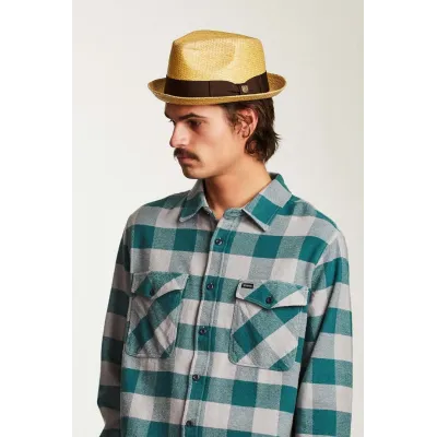Brixton Natural Paper Straw Porkpie Hat Castor - Reference: 7799 | Traclet Hat Shop