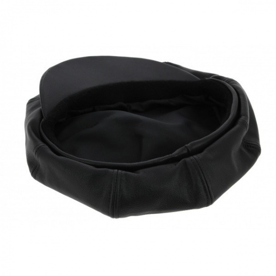Black Leather Newsboy Cap Black Leather Newsboy Cap