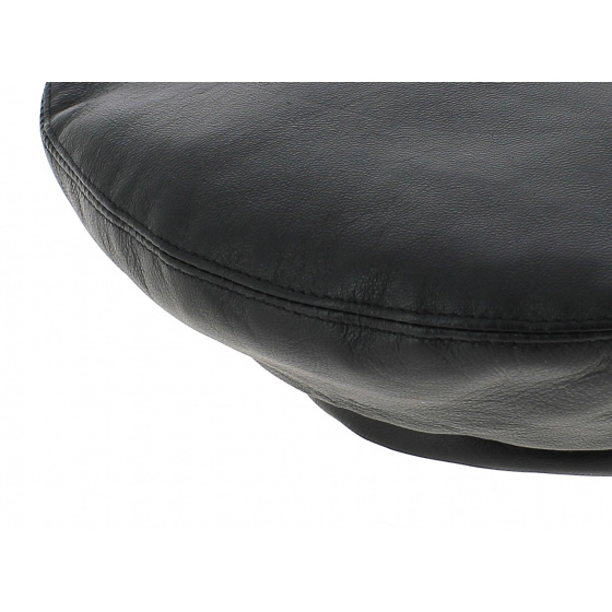 Black Leather Basque Beret - Traclet