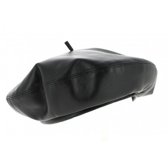 Black Leather Basque Beret - Traclet