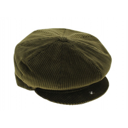 Eight-sided khaki velvet cap