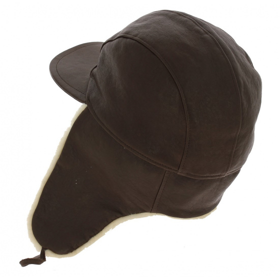 Casquette / Chapka Adventurer Cuir & Agneau Marron - Traclet Casquette / Chapka Adventurer Cuir & Agneau Marron - Traclet