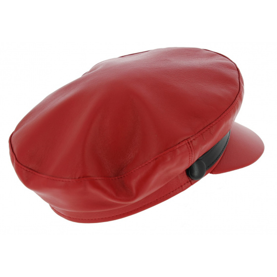Red Leather Stewart Marine Cap - Traclet