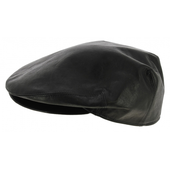 Southland Black Leather Flat Cap - Traclet