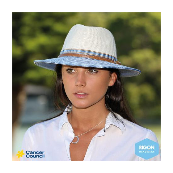 Chapeau Traveller Bicolore Blanc / Corail - Rigon Headwear