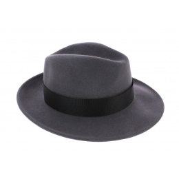 Grey Vanador Fedora Hat with black ribbon