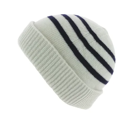 Duncan White Striped Sailor Beanie - Traclet Reference: 7876 | Traclet Hat Shop