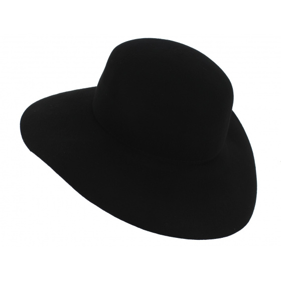 "Marc Veyrat" Style Black Wool Felt Hat - Traclet "Marc Veyrat" Style Black Wool Felt Hat - Traclet