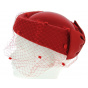 Red Lucifer prestige evening hat