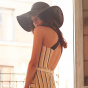 Black Paper Straw Summer Marbella Wide Brim Hat