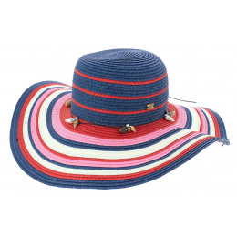 Fancy striped wide-brimmed hat