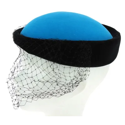 Turquoise blue / black tambourine Reference: 7924 | Traclet Hat Shop