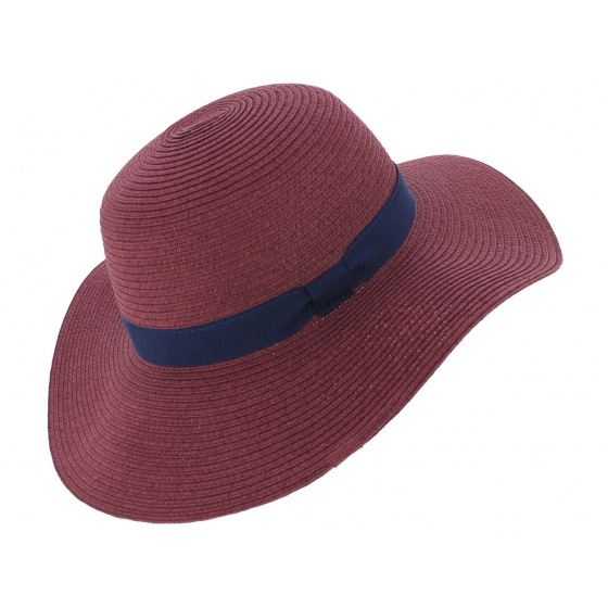 Chapeau Capeline Rhodes Paille Papier Framboise - Traclet