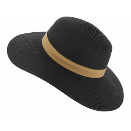 Capeline Hat Rhodes Straw Black Paper - Traclet