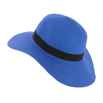 Blue Paper Straw Rhodes Wide Brim Hat - Traclet Reference: 7974 | Chapellerie Traclet