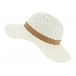 Rhodes Wide Brim Paper Straw Hat White - Traclet