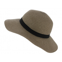 Rhodes Paper Straw Wide-Brimmed Hat Taupe - Traclet