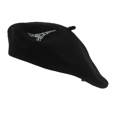 Béret Paris broderie Tour Eiffel Laine Noir - Traclet