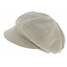 Beige Linen Newsboy Cap - Mtm