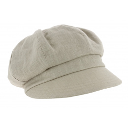 Beige Linen Newsboy Cap - Mtm