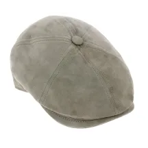 Halflight Flat Cap Suede Leather Grey/Beige - Traclet Reference: 8012 | Traclet Hat Shop