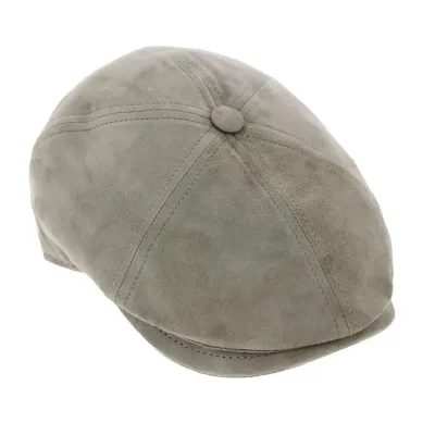 Casquette Plate Halflight Cuir Suédé Gris/ Beige - Traclet Reference : 8012 | Chapellerie Traclet