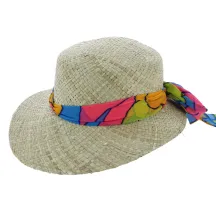 Casquette Paille Giuditta 70's Ruban Fantaisie - Traclet Reference : 4842 | Chapellerie Traclet