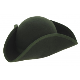 Aristocrat Tricorn Hat Green Wool Felt - Traclet