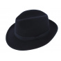 Navy Wool Felt Fedora Hat - Traclet