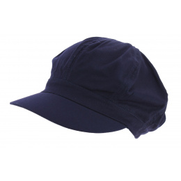 Navy Blue Cotton Newsboy Cap - Traclet
