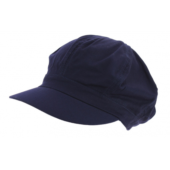 Navy Blue Cotton Newsboy Cap - Traclet