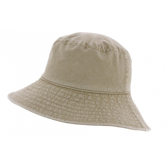 Relaxation Wide Brim Cotton Beige Bucket Hat - Crambes Relaxation Wide Brim Cotton Beige Bucket Hat - Crambes