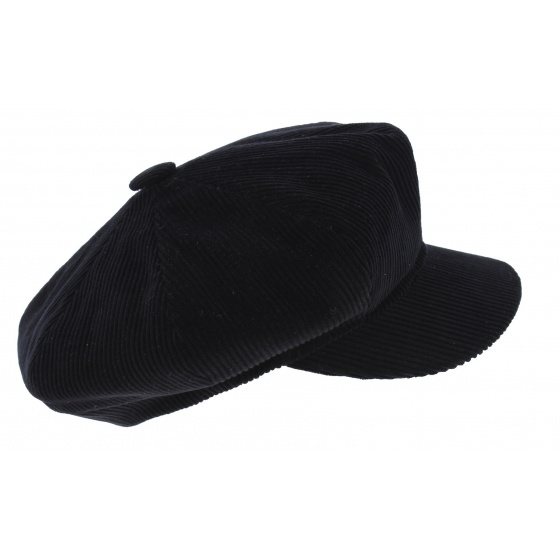 Black Cotton Relaxed Newsboy Cap - City Sport