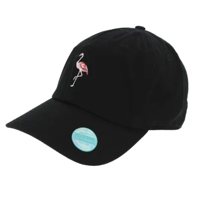 Black Cotton Flamingo Baseball Cap - Kbethos Reference: 8155 | Chapellerie Traclet