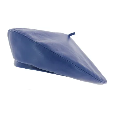 Blue Leather Nappa Basque Beret - Torino Reference: 8172 | Traclet Hat Shop