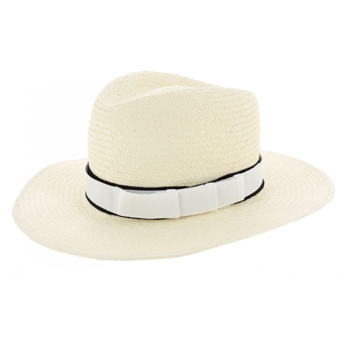 Chapeau de paille Panama avec ruban bleu de confection italienne