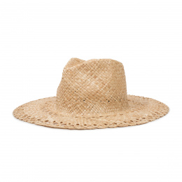 Brixton Hampton Beige Raffia Straw Fedora Hat